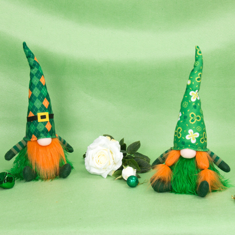 Figurine Green Hat Festival Faceless Doll Window Ornament