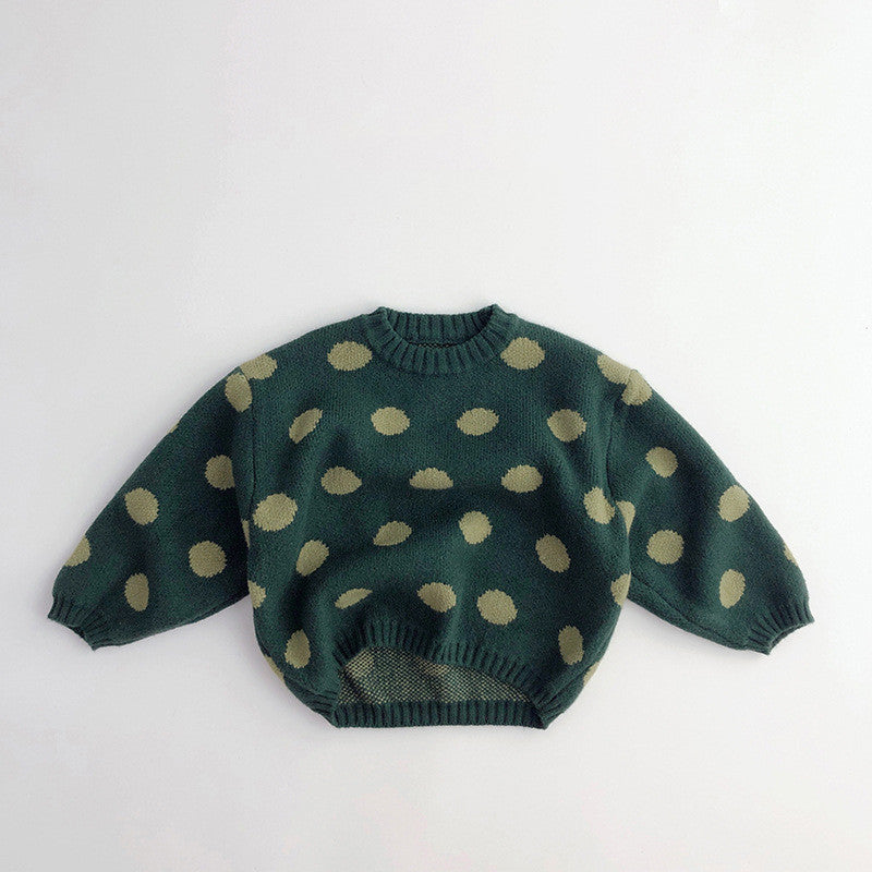 Polka Dot Printed Vintage Pullover Fashion Knitwear