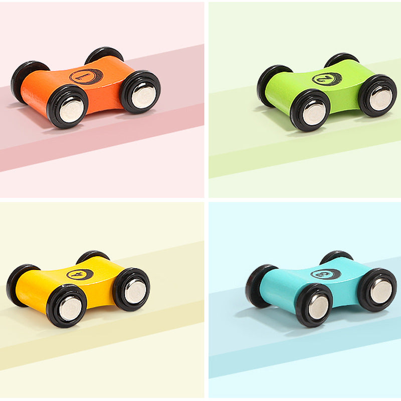 Wooden Speed Skating Track Pull Back Mini Race Car