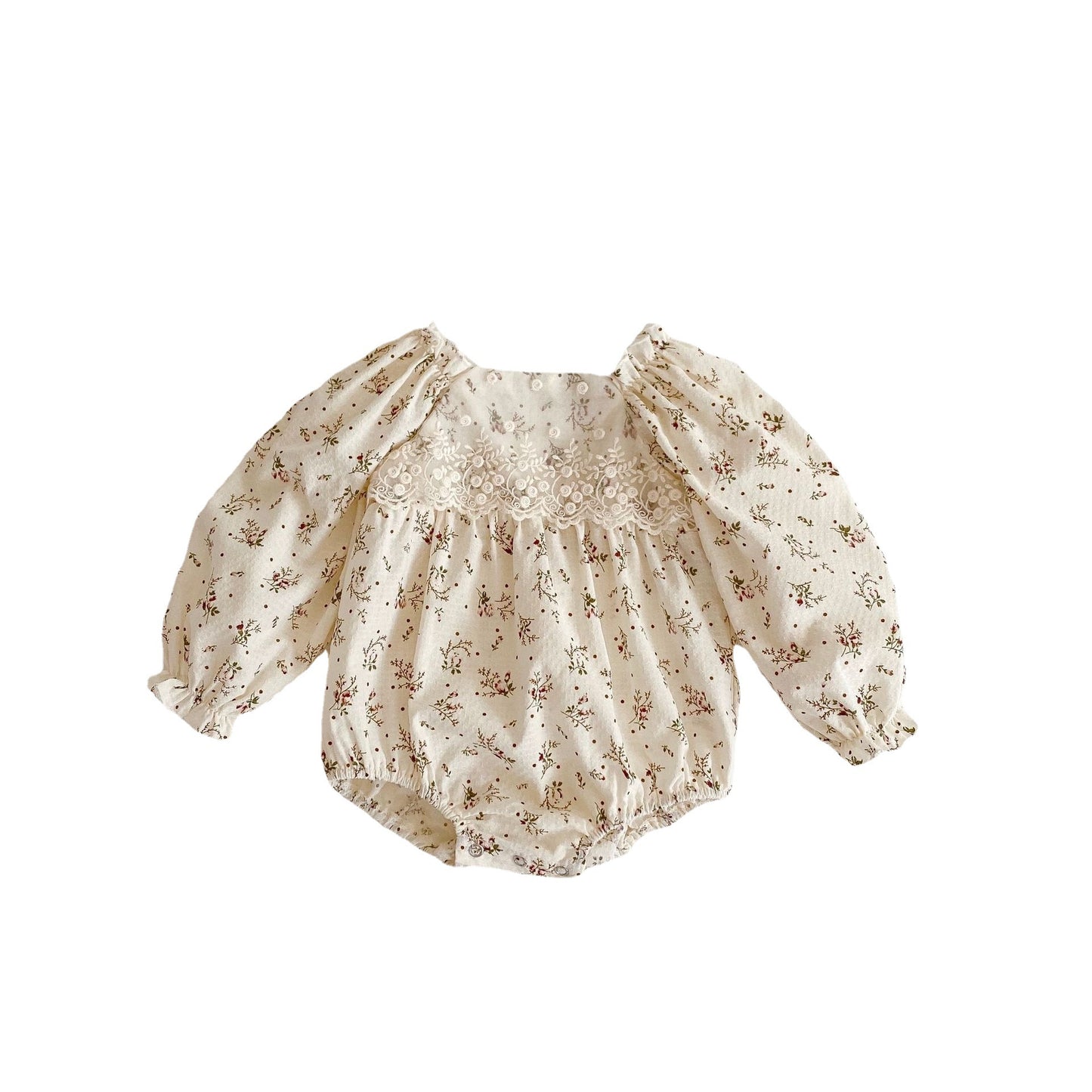 Baby Girl's Floral Lace Long-sleeved One-piece Romper