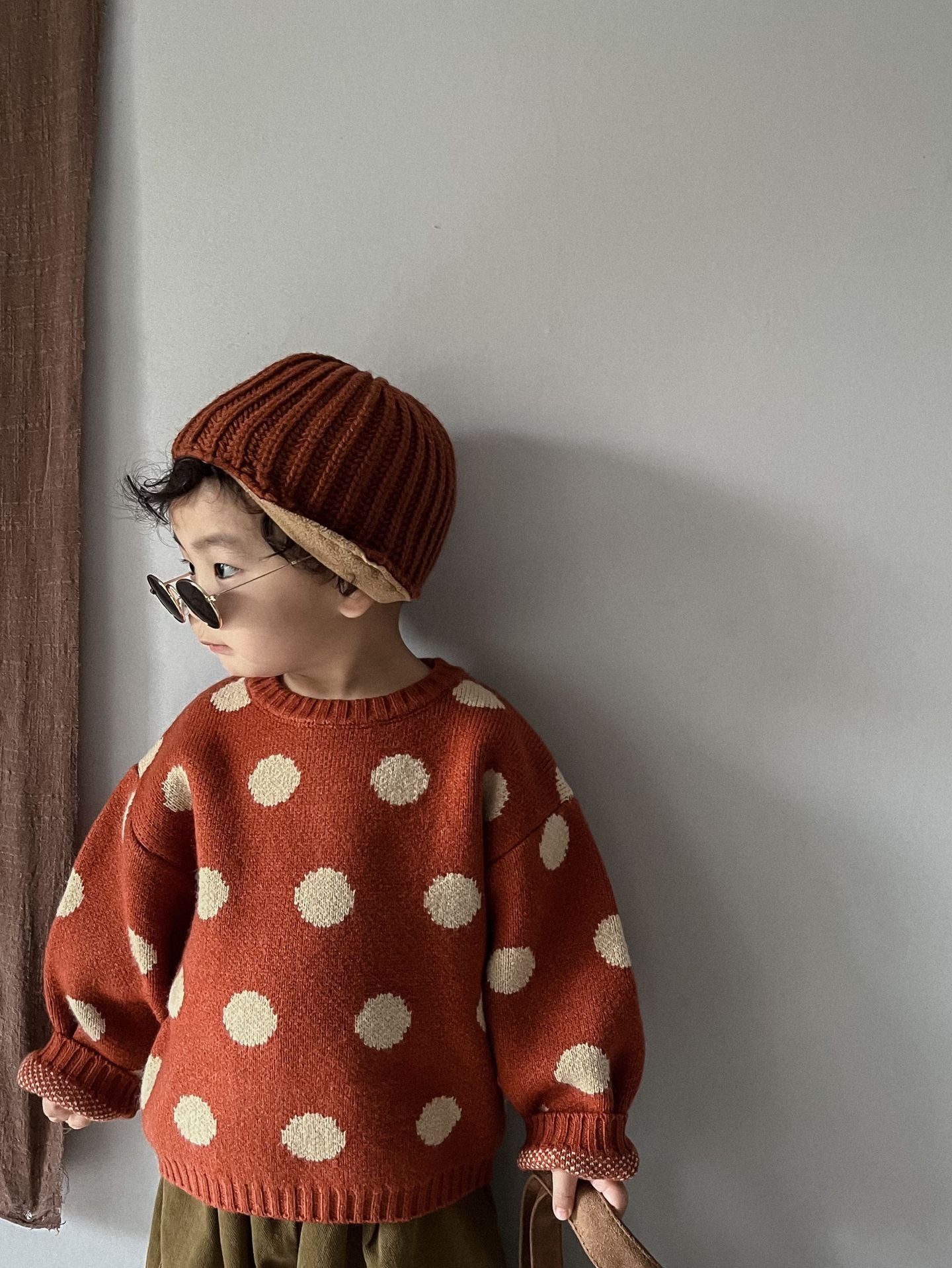 Polka Dot Printed Vintage Pullover Fashion Knitwear