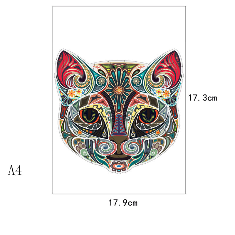 Flower Face Cat Irregular Wooden Puzzle Flat Area Wood