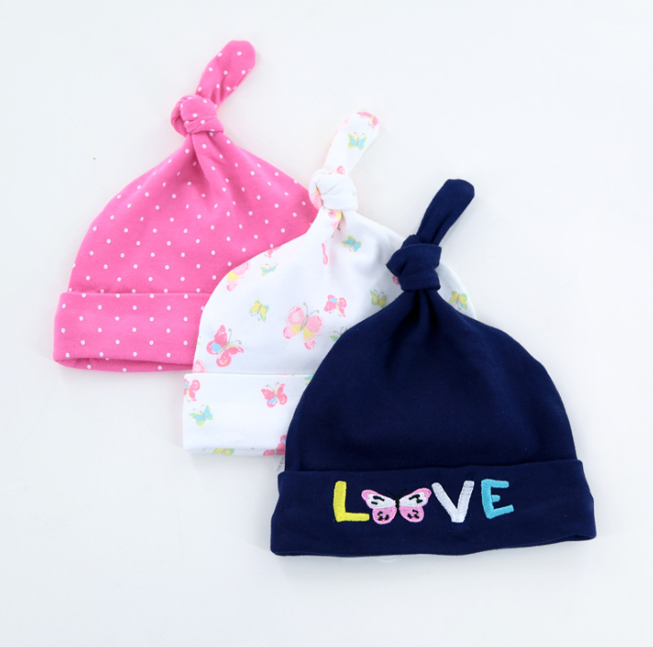 Baby hat 0-6 months newborn cotton baby cap men and women baby spring and summer 3 pieces