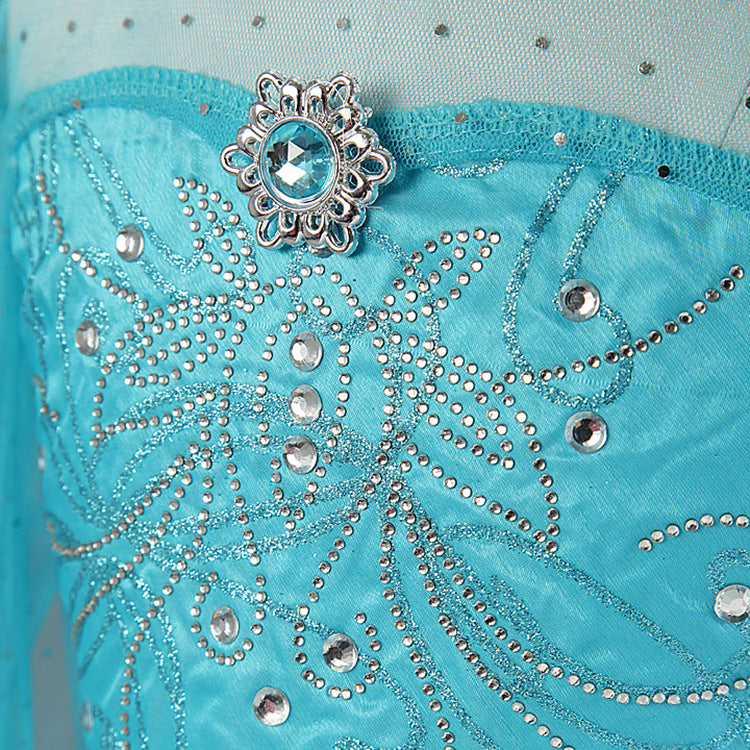 Girls' Lace Trailing Print Gift Sequined Princess Dress