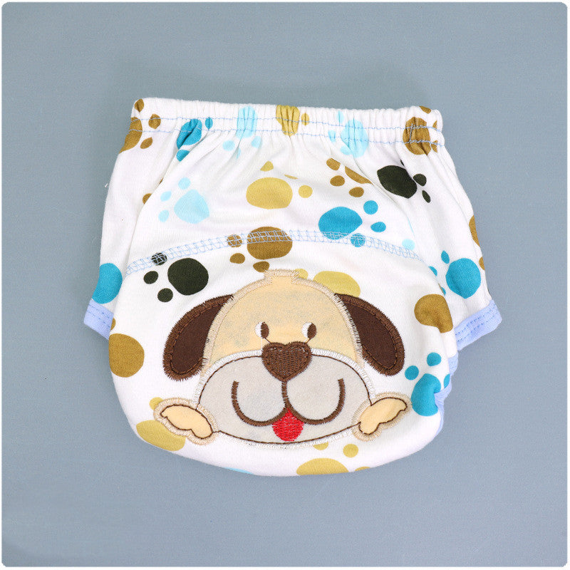 Summer Embroidered Baby Cotton Learning Pants Diaper Pocket Waterproof Training Pants Leak-Proof Breathable Bread Pants