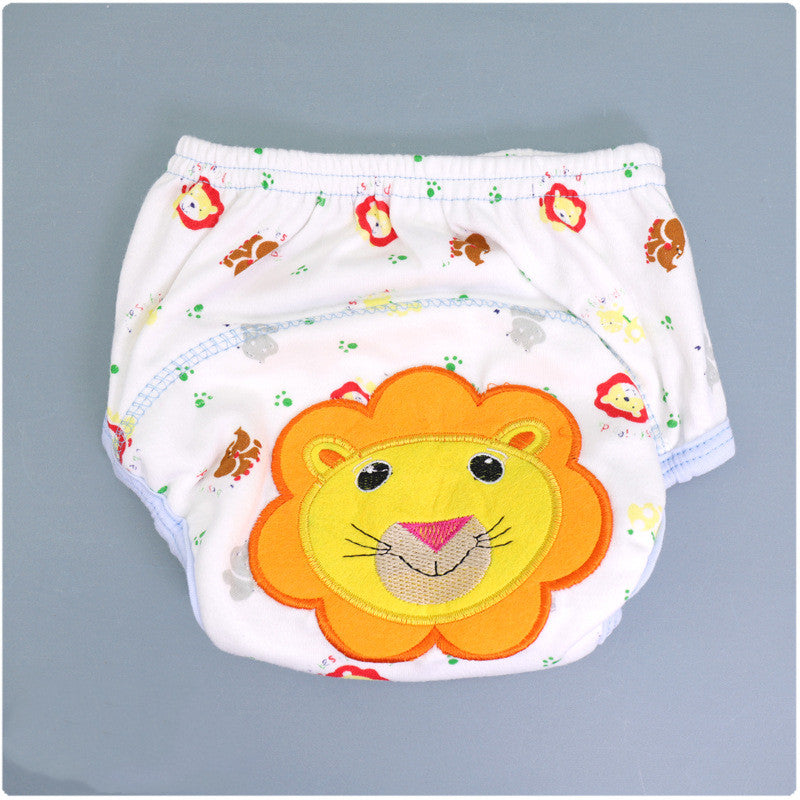 Summer Embroidered Baby Cotton Learning Pants Diaper Pocket Waterproof Training Pants Leak-Proof Breathable Bread Pants