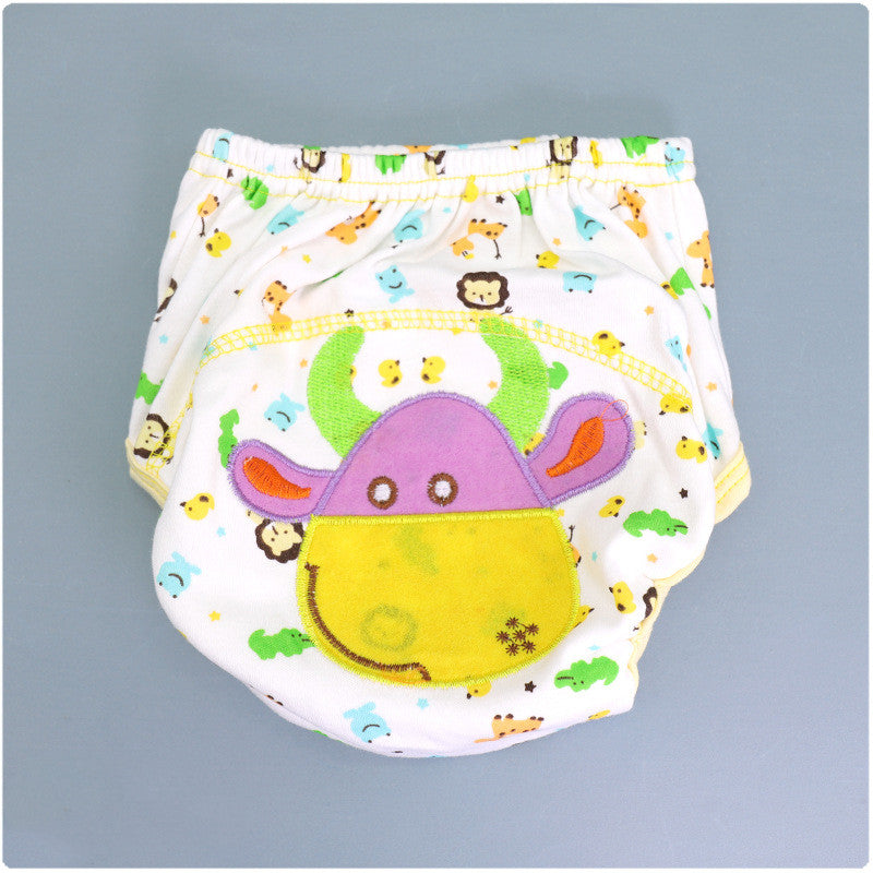 Summer Embroidered Baby Cotton Learning Pants Diaper Pocket Waterproof Training Pants Leak-Proof Breathable Bread Pants