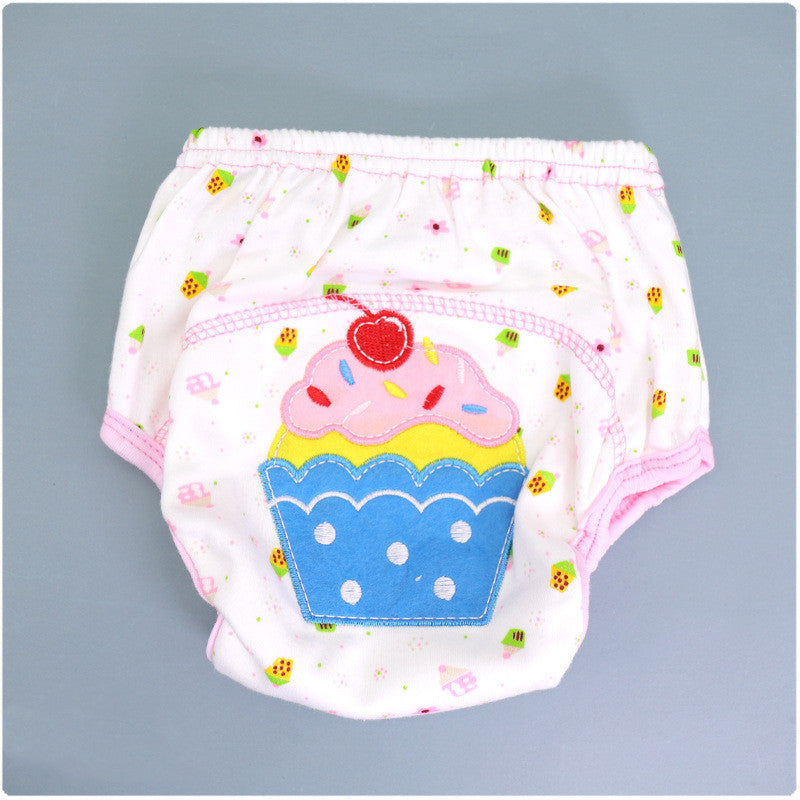 Summer Embroidered Baby Cotton Learning Pants Diaper Pocket Waterproof Training Pants Leak-Proof Breathable Bread Pants