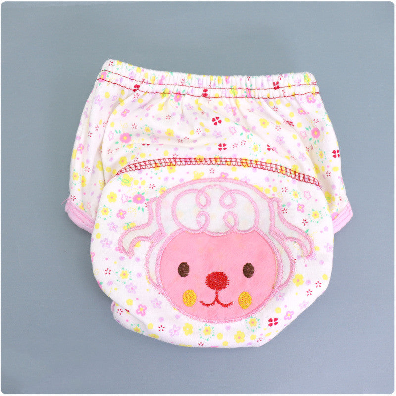 Summer Embroidered Baby Cotton Learning Pants Diaper Pocket Waterproof Training Pants Leak-Proof Breathable Bread Pants