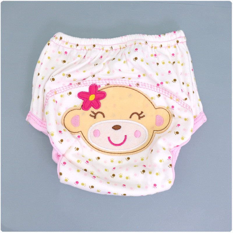 Summer Embroidered Baby Cotton Learning Pants Diaper Pocket Waterproof Training Pants Leak-Proof Breathable Bread Pants
