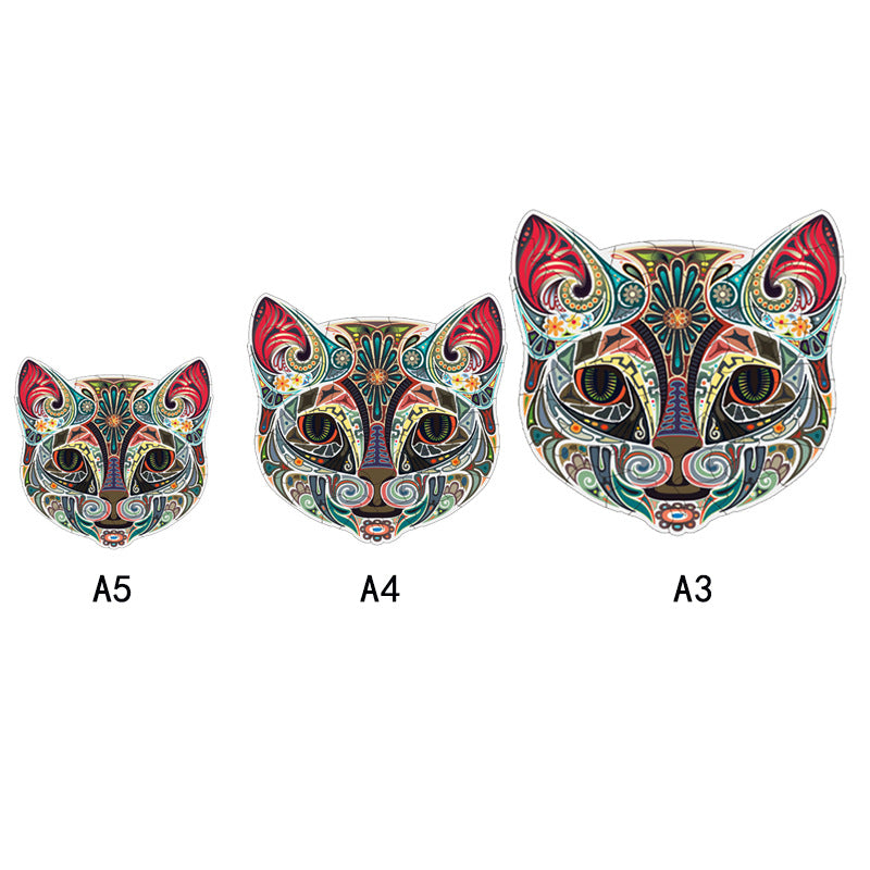 Flower Face Cat Irregular Wooden Puzzle Flat Area Wood