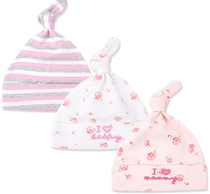Baby hat 0-6 months newborn cotton baby cap men and women baby spring and summer 3 pieces