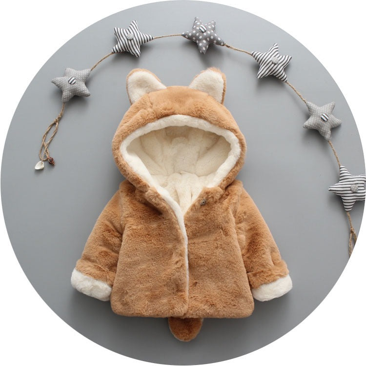 2021 autumn and winter new children's wear plus velvet thickening children's jacket small rabbit hair Korean version of the sweater one generation