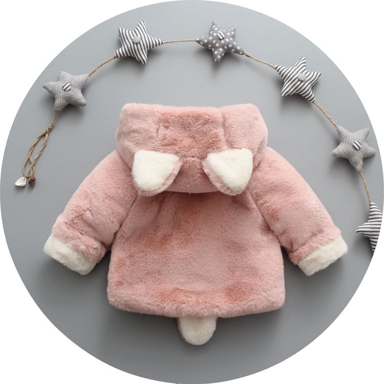 2021 autumn and winter new children's wear plus velvet thickening children's jacket small rabbit hair Korean version of the sweater one generation