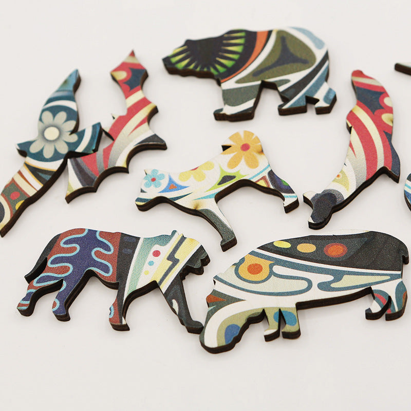 Flower Face Cat Irregular Wooden Puzzle Flat Area Wood