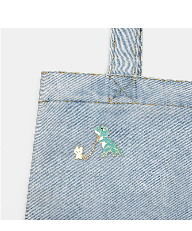 Rabbit dinosaur brooch cute badge