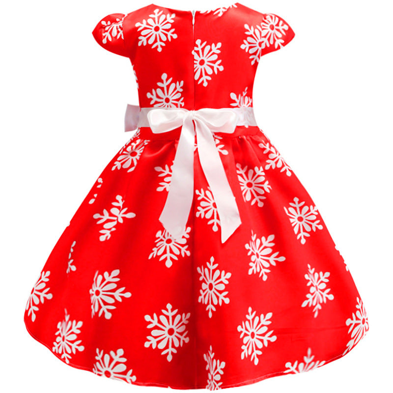 Children's Christmas Snowflake Print Princess