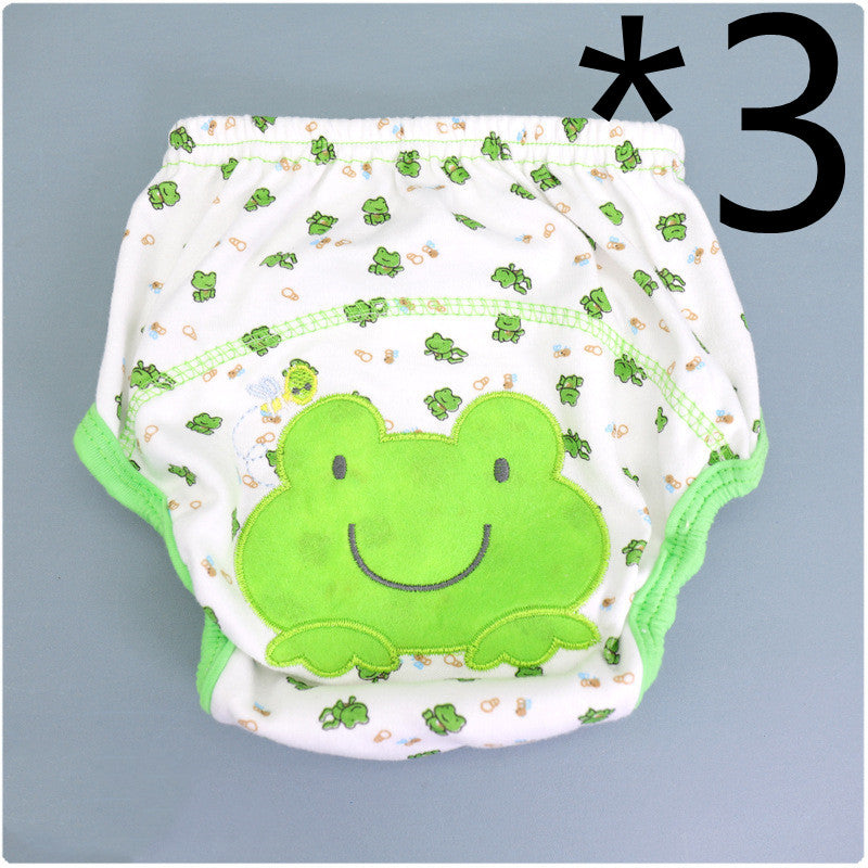 Summer Embroidered Baby Cotton Learning Pants Diaper Pocket Waterproof Training Pants Leak-Proof Breathable Bread Pants