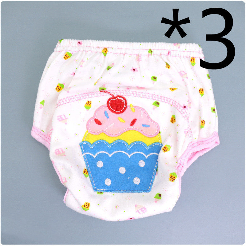 Summer Embroidered Baby Cotton Learning Pants Diaper Pocket Waterproof Training Pants Leak-Proof Breathable Bread Pants