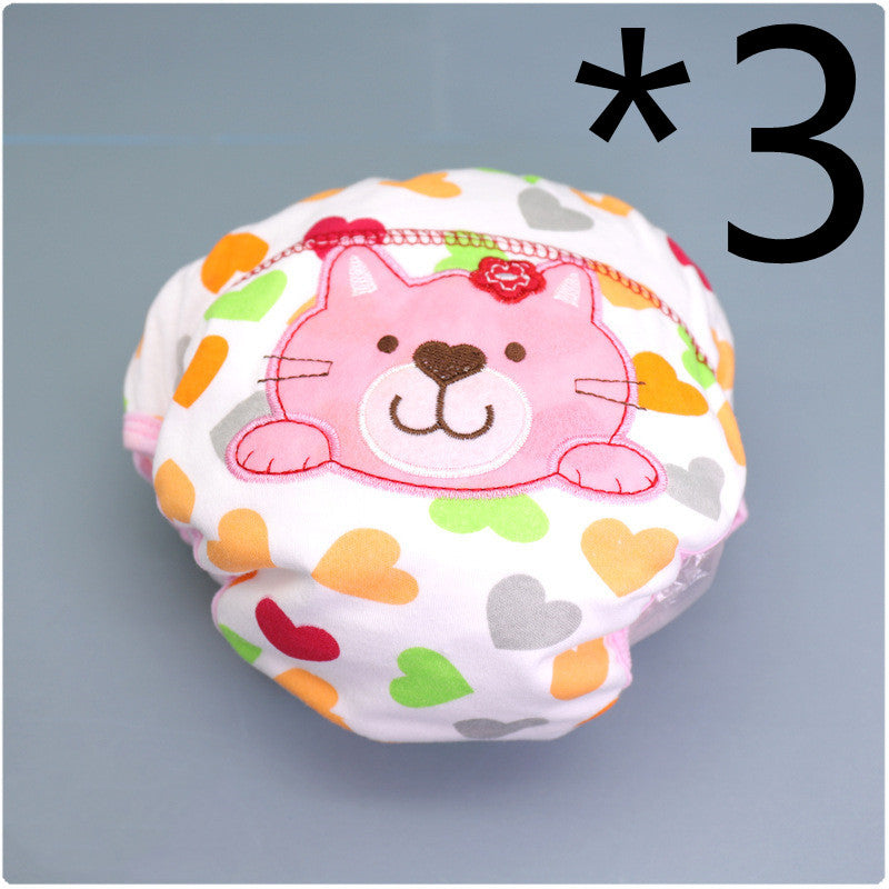 Summer Embroidered Baby Cotton Learning Pants Diaper Pocket Waterproof Training Pants Leak-Proof Breathable Bread Pants