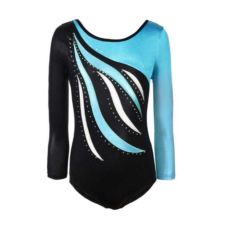 Girls' Long-sleeved Ballet Dress With Diamonds And Breathable