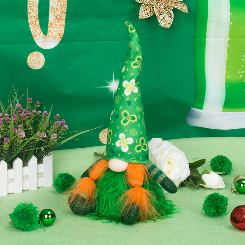 Figurine Green Hat Festival Faceless Doll Window Ornament