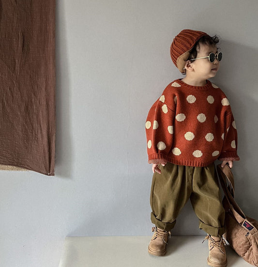 Polka Dot Printed Vintage Pullover Fashion Knitwear