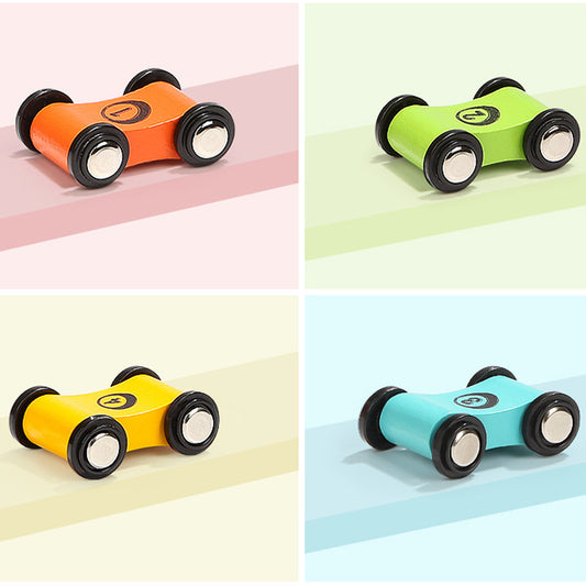 Wooden Speed Skating Track Pull Back Mini Race Car