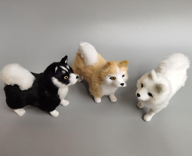 Children's Toy Faux Fur Husky  Decoration Ornament