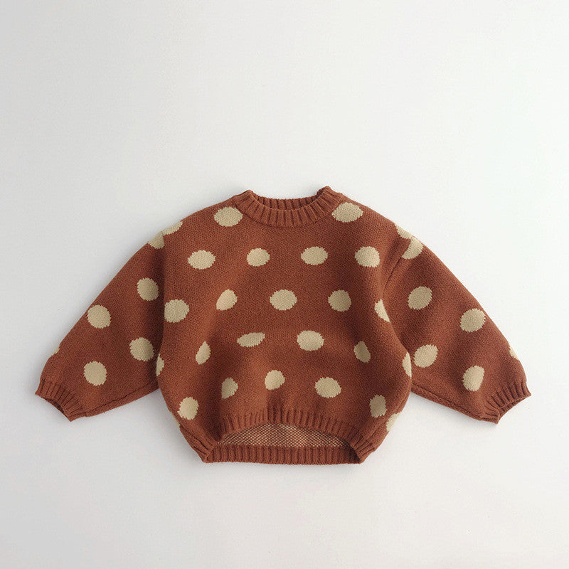 Polka Dot Printed Vintage Pullover Fashion Knitwear