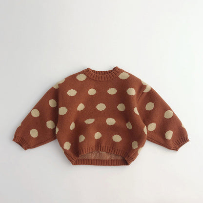 Polka Dot Printed Vintage Pullover Fashion Knitwear