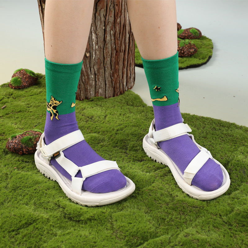 Winter Color Animal Series Cotton Socks Men's