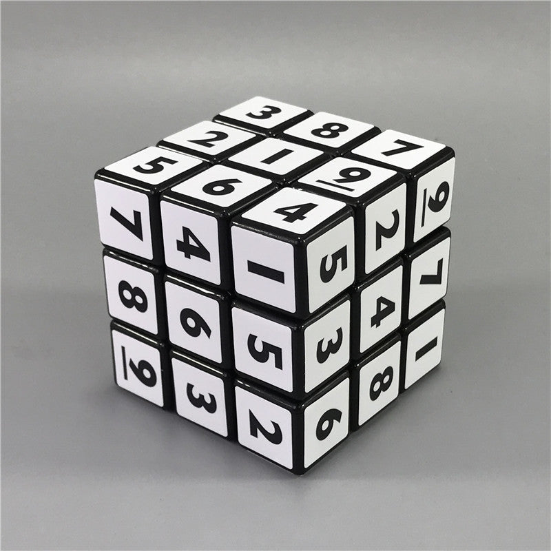 Three-order Digital Cube Black Background White Sticker