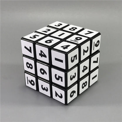Three-order Digital Cube Black Background White Sticker