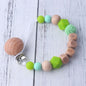 Wood Silicone Beads Pacifier Clip for Baby