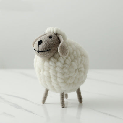 Home Decoration Felt Sheep Miniature Decoration Figurines Holiday Party Supplies Accessories