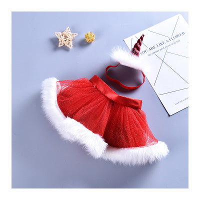 Infant Photography Christmas Party Pettiskirt With Headgear