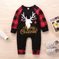 Santa's Elk Romper Red Plaid Christmas Romper