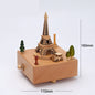 Wooden building model music box birthday gift