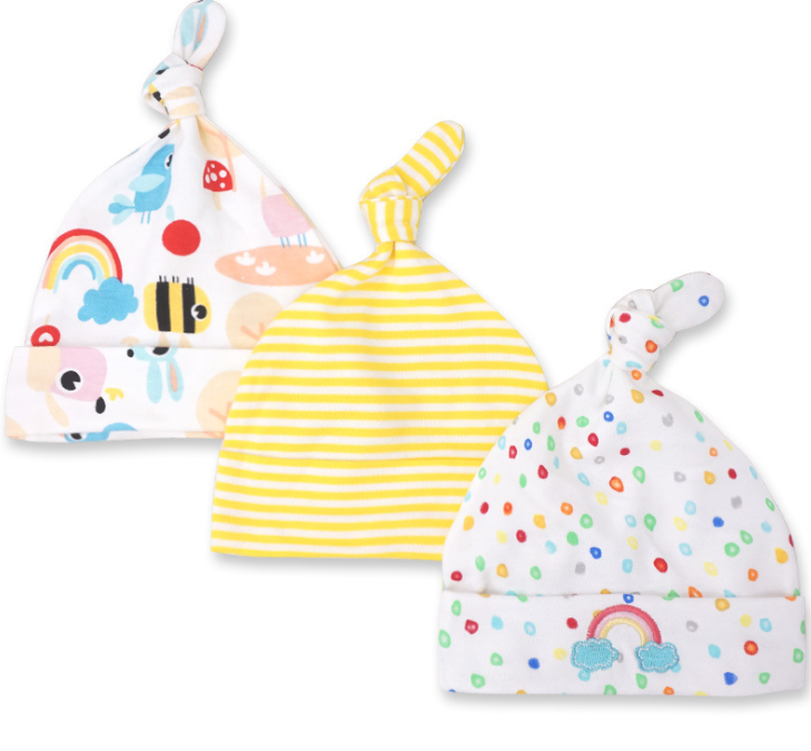 Baby hat 0-6 months newborn cotton baby cap men and women baby spring and summer 3 pieces