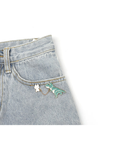 Rabbit dinosaur brooch cute badge
