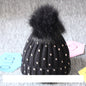 Children's Woolen Knit Hat With Big Hair Ball
