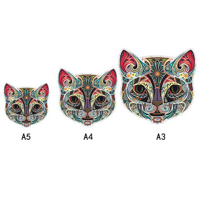Flower Face Cat Irregular Wooden Puzzle Flat Area Wood