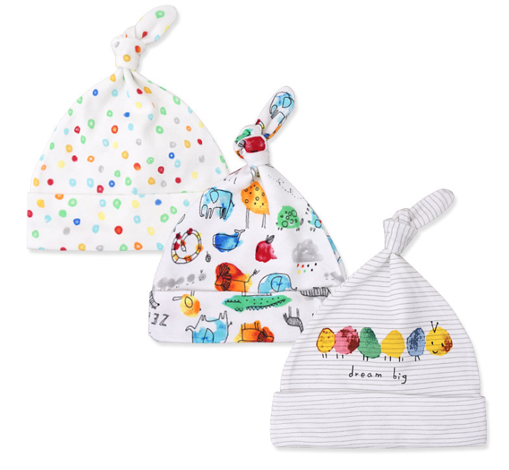 Baby hat 0-6 months newborn cotton baby cap men and women baby spring and summer 3 pieces
