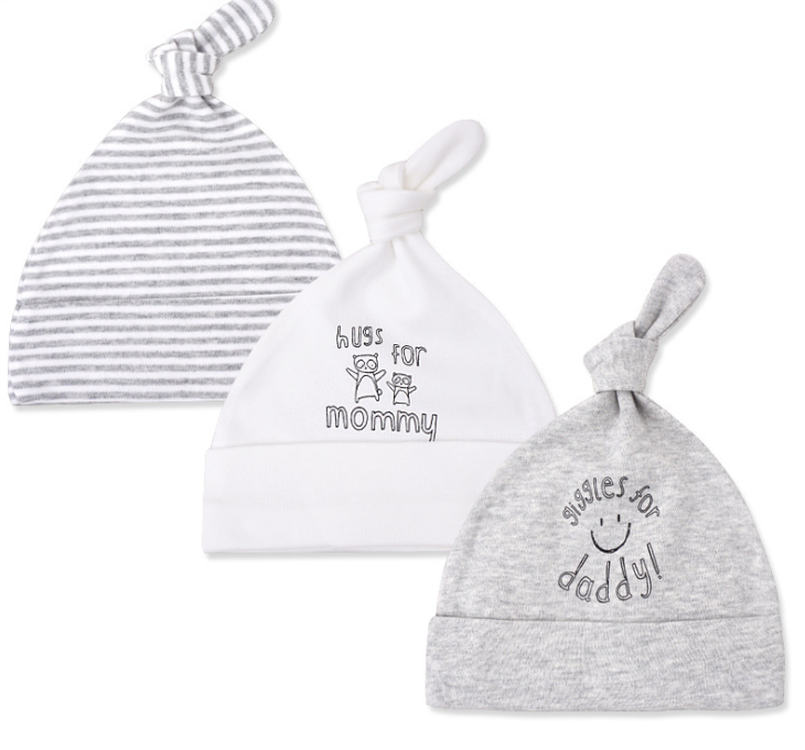 Baby hat 0-6 months newborn cotton baby cap men and women baby spring and summer 3 pieces