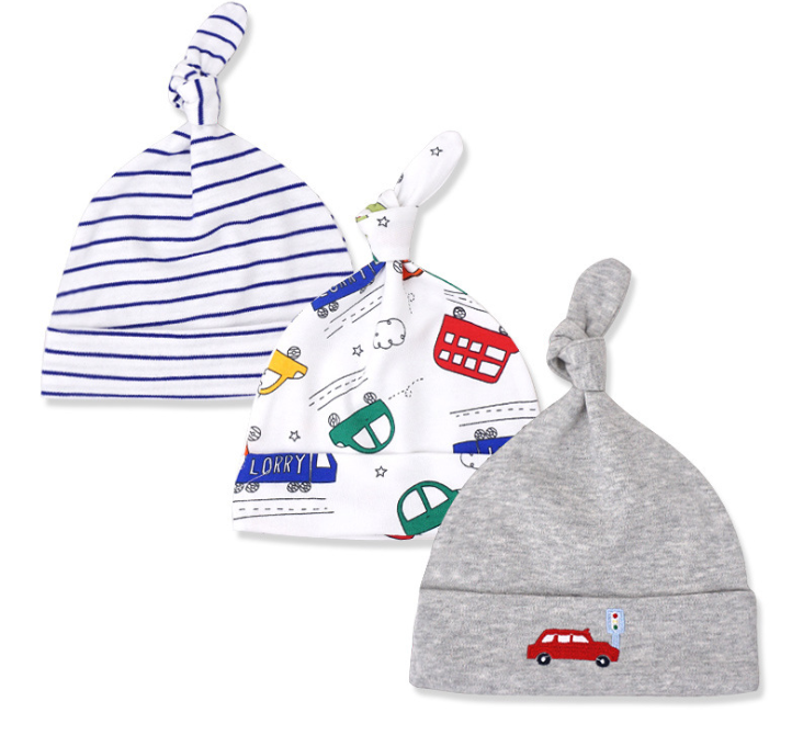 Baby hat 0-6 months newborn cotton baby cap men and women baby spring and summer 3 pieces