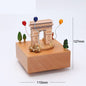 Wooden building model music box birthday gift