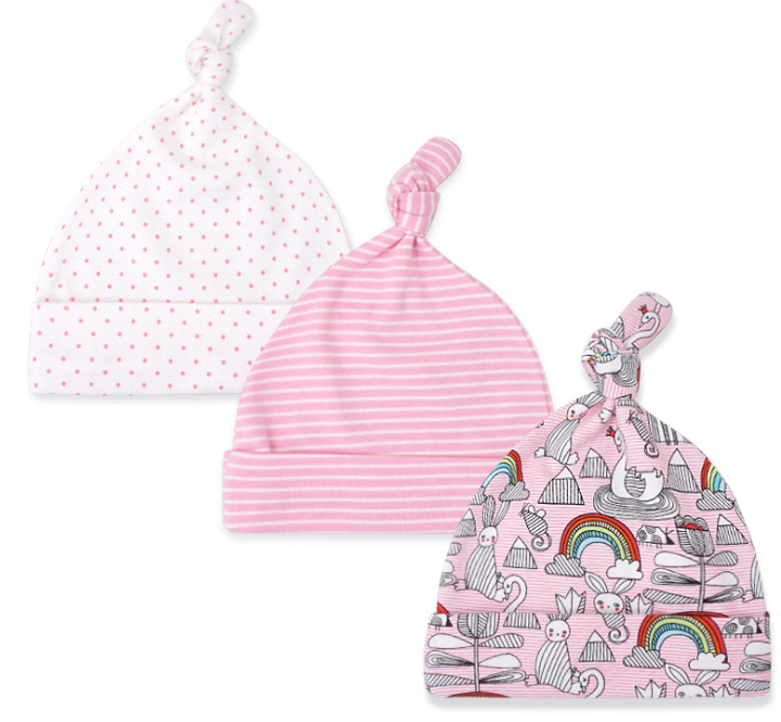 Baby hat 0-6 months newborn cotton baby cap men and women baby spring and summer 3 pieces