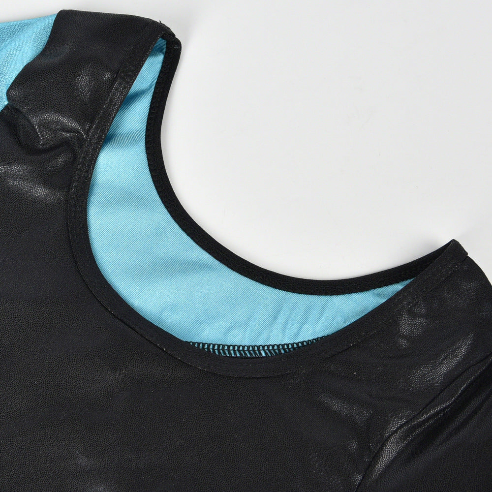 Girls' Long-sleeved Ballet Dress With Diamonds And Breathable