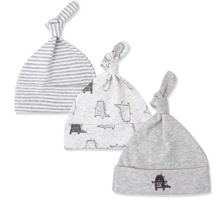 Baby hat 0-6 months newborn cotton baby cap men and women baby spring and summer 3 pieces